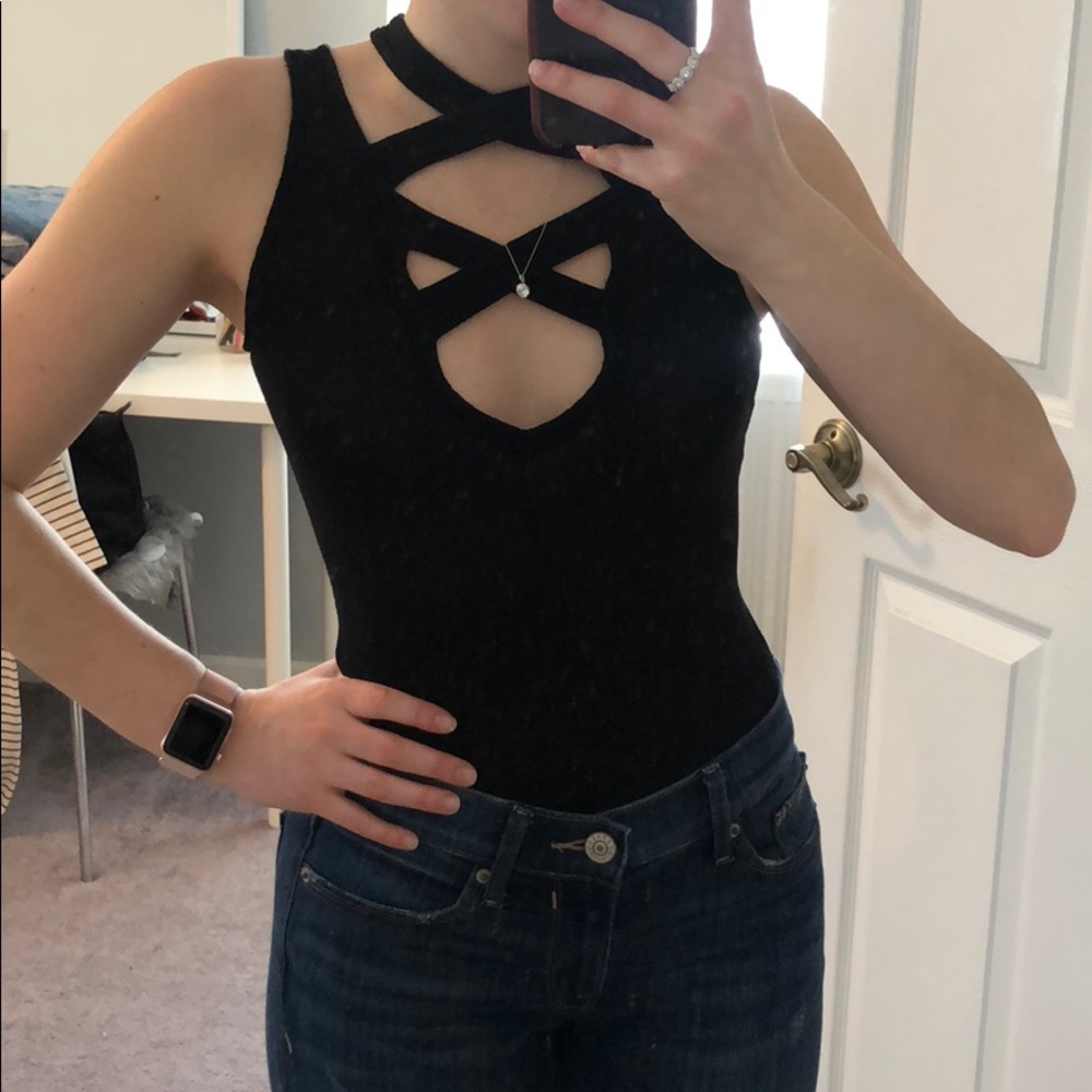 Black Ribbed Bodysuit